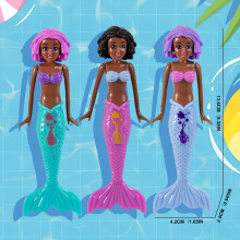 (A) 3pcs Mermaid Pool Toys for Youngsters - ABS Material, Mixed Color, Floating Dolls for Summer Swimming & Beach Fun, Ideal Water
