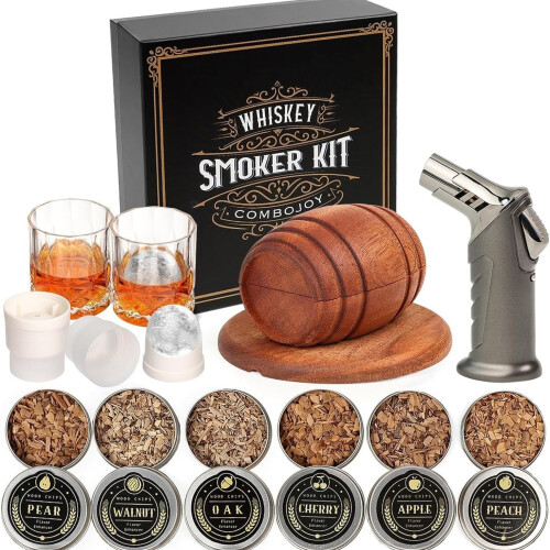 (B) Set di botti di legno per cocktail e whisky, con strumento per miscelare. 1