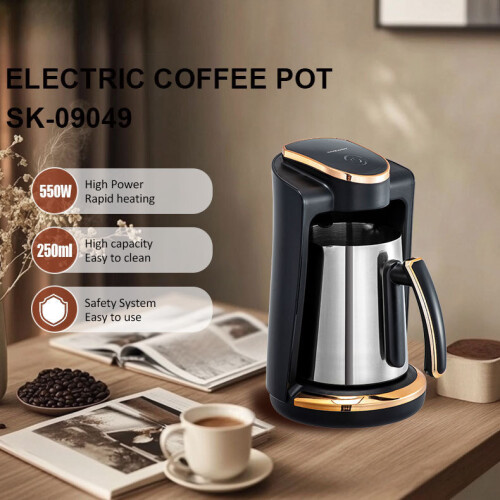 (Plastic Cup Version, US Standard) European Stainless Steel Coffee Maker, Constant Temp Auto Heating Brew Pot 1