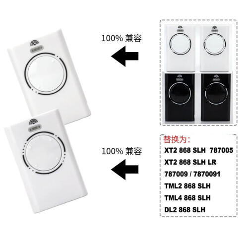 (White 2-button 433MHZ) 868 XT2 XT4 SLH LR 433MHZ Rolling Code Garage Door Remote Transmitter 2