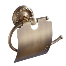 Embossed Brasses Toilet Paper Holder Round Base Wall Mounted-B