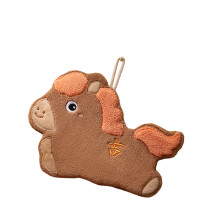 Horse Corals Fleece Towel Designed for Hand Drying-Khaki