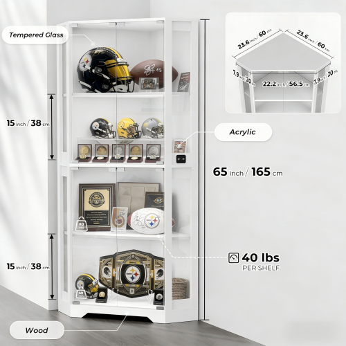 BROTTAR Corner Display Cabinet 65" Lighted Cabinet 1