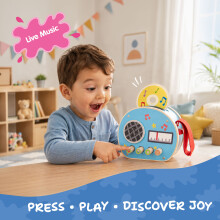 Peppa Pig Mini Music Player 9 Piece Toy Set with Radio, Headphones, Microphone, Pretend Play Sound Toy for Age 2+, Gift for Boys, Girls