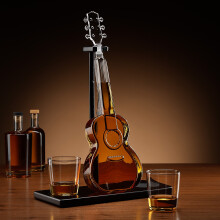(1) Conjunto de decantador e copo para guitarra de vidro Connoisseur Creations com suporte de madeira