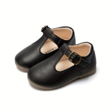 (Black, 4.5 Toddler) Sapatos Mary Jane chiques e sofisticados de cor sólida para meninas, sapatilhas de festa confortáveis e respiráveis