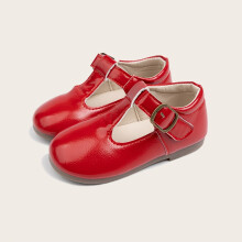 (Red, 6.5 Toddler) Sapatos Mary Jane chiques e sofisticados de cor sólida para meninas, sapatilhas de festa confortáveis e respiráveis