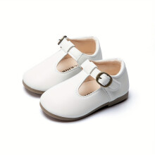 (White, 7 Toddler) Sapatos Mary Jane chiques e sofisticados de cor sólida para meninas, sapatilhas de festa confortáveis e respiráveis