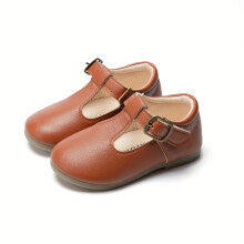(Brown, 7 Toddler) Sapatos Mary Jane chiques e sofisticados de cor sólida para meninas, sapatilhas de festa confortáveis e respiráveis