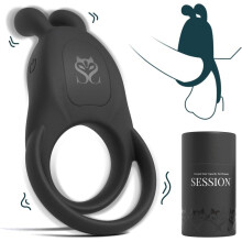 Dobbeltringet personlig massageapparat med kaninøredesign, 10 tilstande, genopladelig, vandtæt, stille, ergonomisk silikone-wellnes