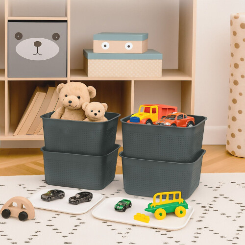 Cutii de depozitare cu capac, stivuibile, ventilate, set de 6 2