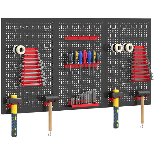 Homcom HOMCOM 28 Pcs Wall-Mounted Pegboard with Hooks and Storage Shelves 1