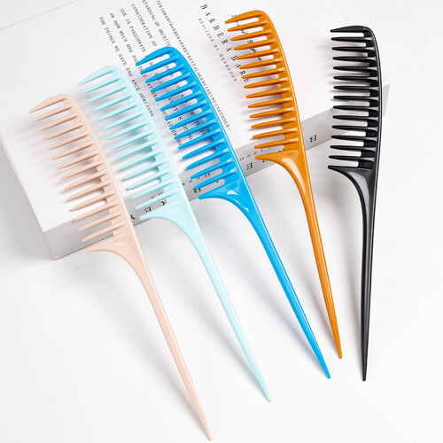 Plastic Wide Teeth Hair Comb Ergonomic Handle Comfortable-Black 1