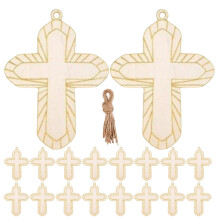 30Stk Mini Holzkreuz Anhänger Khaki Zum Bemalen Und Wanddeko