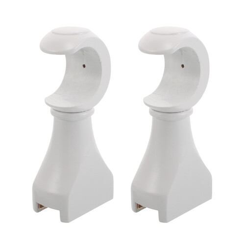 2Pcs Wall Mount White Wood Curtain Rod Support Brackets for Indoor Use