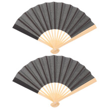 6Pcs Black Handheld Folding Fans Bamboo Craft Fans for Photo & Wedding