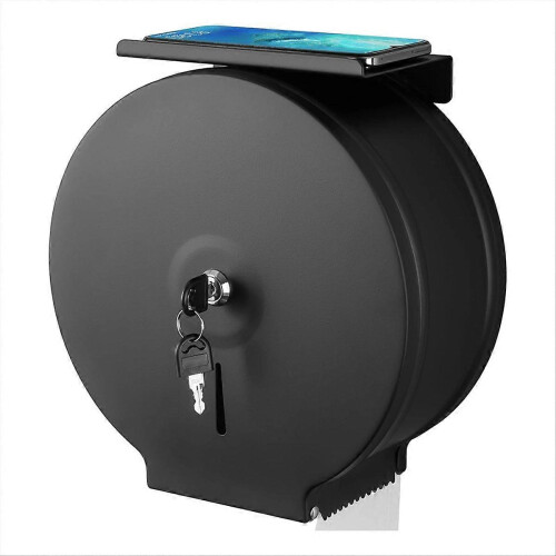 Distributeur de papier toilette géant commercial avec étagère, noir_M 1