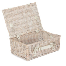 (Unlined) 36cm White Wash Willow Wicker Picnic Basket