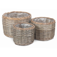 (Large) Round Antique Wash Wicker Planter