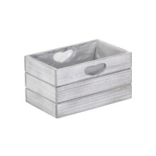 Whitewash Effect Wooden Planter with Plastic Lining