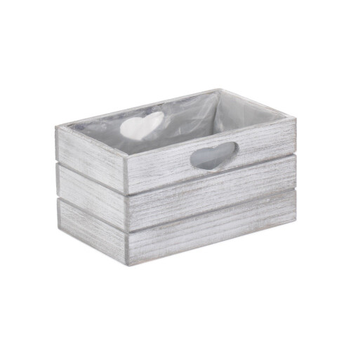 Whitewash Effect Wooden Planter with Plastic Lining