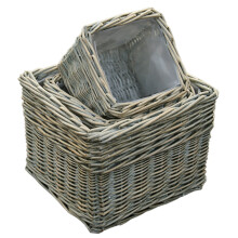 Set of 3 Provence Square Wicker Garden Planters