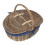 (White Lining) Wicker Antique Grey Finish Oval Picnic Basket 5