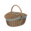 (White Lining) Wicker Antique Grey Finish Oval Picnic Basket 13