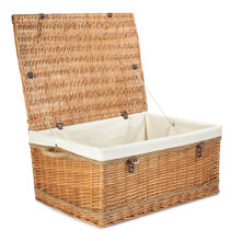 (Navy Lining) 72cm Double Steamed Rope Handled Wicker Trunk