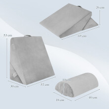 Orthopedische wigkussenset, traagschuim, verstelbaar, grijs
