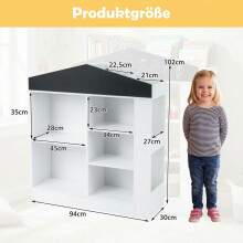 Kinderboekenkast met schoolbord en 11 vakken