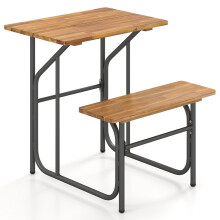 Conjunto de mesa de balcón para exterior con madera de acacia y metal