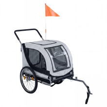 Remolque y carrito para perros para bicicleta, capacidad de 80 kg, ventanas de malla.