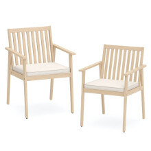 Juego de sillas de exterior de madera de acacia, acolchadas, capacidad de 180 kg