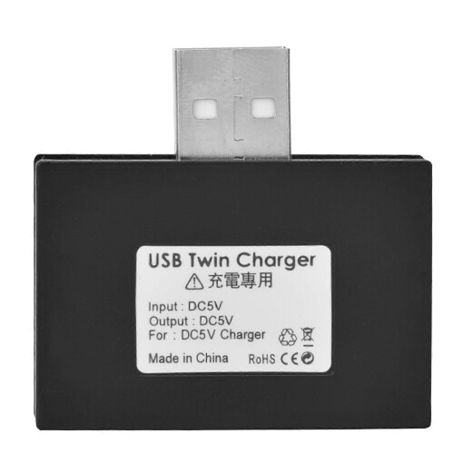 USB 2.0 Han til 2 Port Dual USB Oplader Adapter Konverter Hub (Sort)_M 2