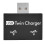 USB 2.0 Han til 2 Port Dual USB Oplader Adapter Konverter Hub (Sort)_M 4