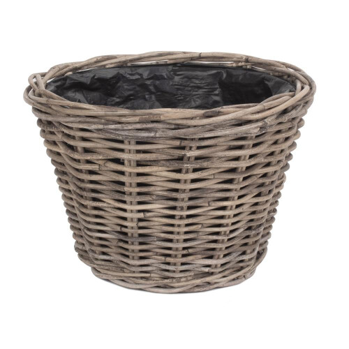 (Large) Tapered Rattan Round Planter with Plastic Lining 2