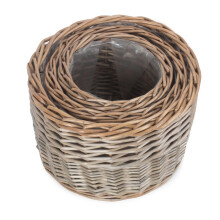 (Small) Round Antique Wash Wicker Planter