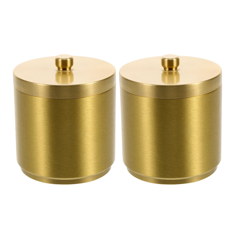 2Pcs Compact Brass Ashtray Lid For Car Smokers Golden 3761059141300