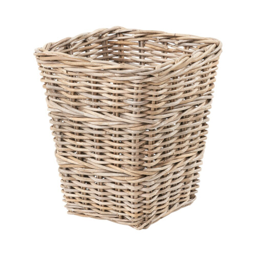 Grey Kubu Rattan Square Waste Paper Bin 2