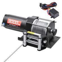 Guincho Elétrico 12 V CC 1360 kg para Quad-Duoku-SSV e Veículos Todo-terreno, Cabo de Aço 5 mm x 12 m, Controle Remoto