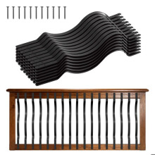 Terrasbalusters 82x2,54 cm-Duoku-Set van 61-Leuningen van Gegalvaniseerd Staal-Golvend Ontwerp voor Terras-Zwart