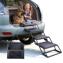 Escada Dobrável para Cão com 4 Degraus - Duoku - Adequada para SUVs, Caminhões - Camas Altas e Sofás - Suporta até 113,4 kg