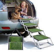 Escada Dobrável para Animais com 4 Degraus - Duoku - Adequada para SUVs, Caminhões - Camas Altas e Sofás - Suporta até 90,72 kg