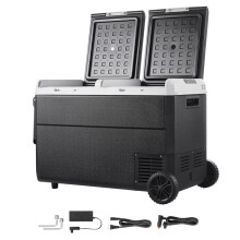Glacière Électrique Portable -Duoku-pour Voiture et Maison-Réfrigérateur 95 L-avec Alimentation 12/24 V CC et 100-240 V CA