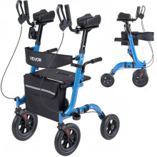 Déambulateur Pliable à 4 Roues-Duoku- pour Personnes Âgées-Capacité de Charge 136 kg-avec Poignées Ajustables-Bleu