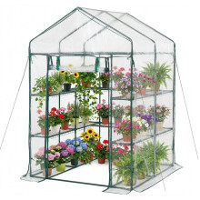 Tuinserre -Duoku- met 10 Planken 2 Niveaus - Tuinserre voor Planten en Bloemen in Pot - 137x137x196 cm