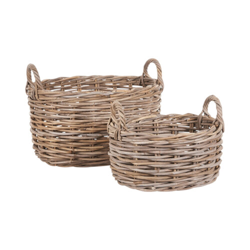 Set of 2 Grey Kubu Oval Baskets 2