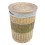 Two Toned Round Wicker Laundry Basket with Lid 1