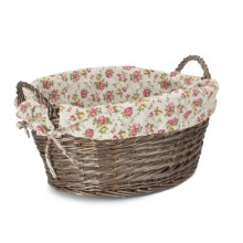 (Garden Rose) Antique Wash Finish Willow Wash Basket